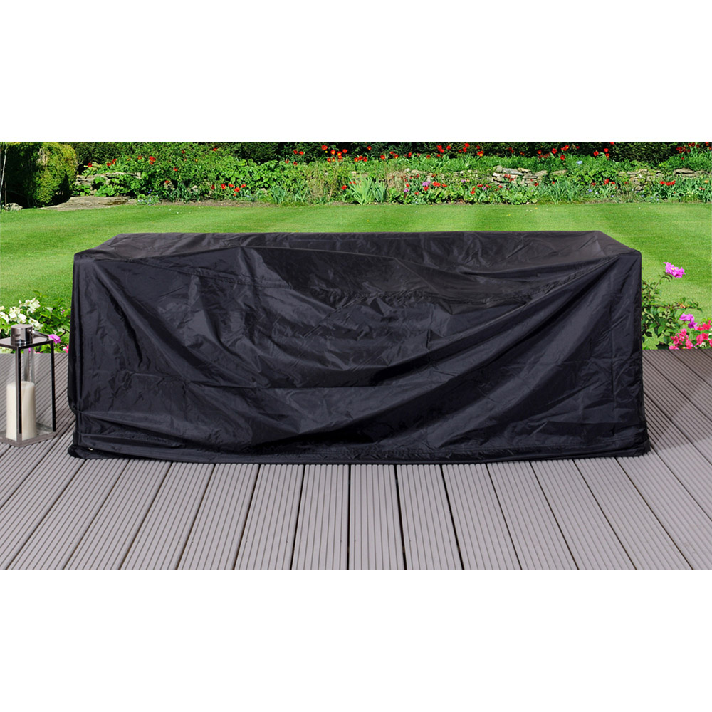 Brooklyn 3 Seater Grey Rattan Sun Lounger Storage Sofa with Cover Image 3