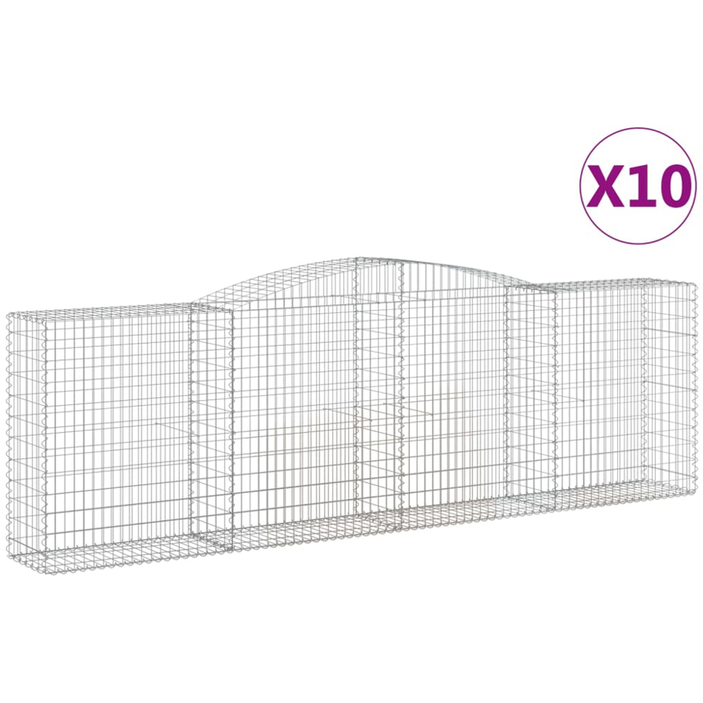 vidaXL Silver Galvanised Iron Arched Gabion Basket 400 x 50 x 120/140cm 10 Pack Image 4