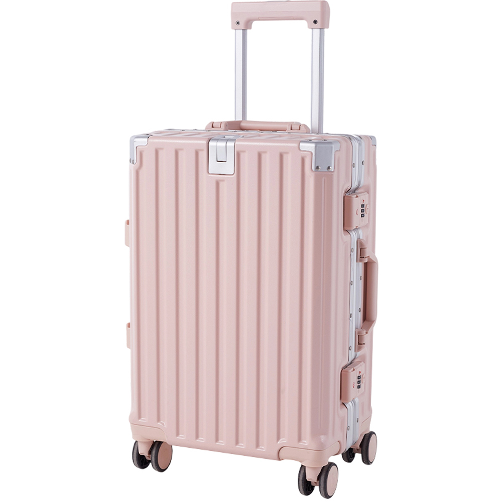 H&O Direct Pink Aluminium Frame Hard Shell Suitcase with Spinner Wheels 20 inch Image 1