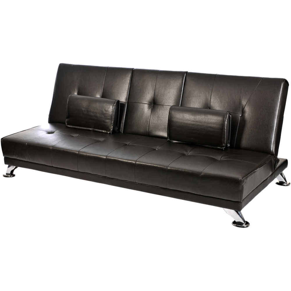 Home Detail Indiana 2 Seater Black Faux Leather Sofa Bed with Cup Holder Image 2