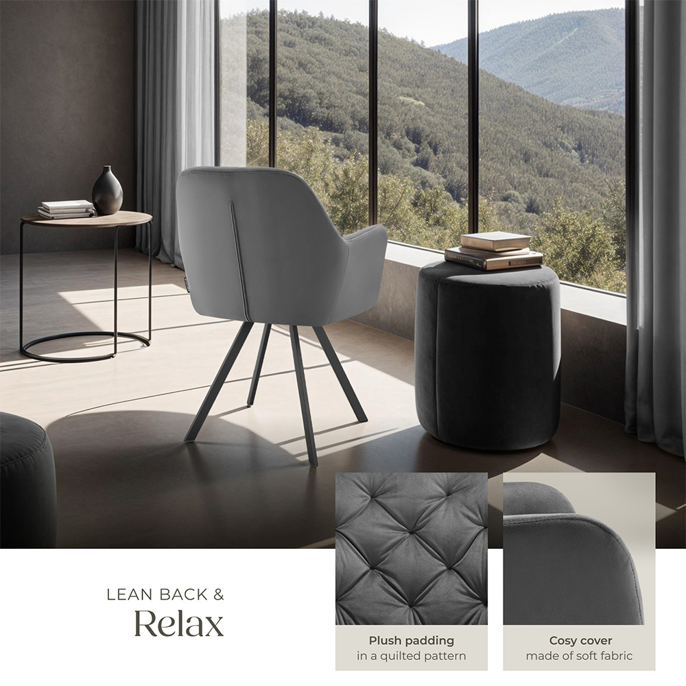 tectake Lucia Set of 4 Anthracite Swivel Armchair Image 8