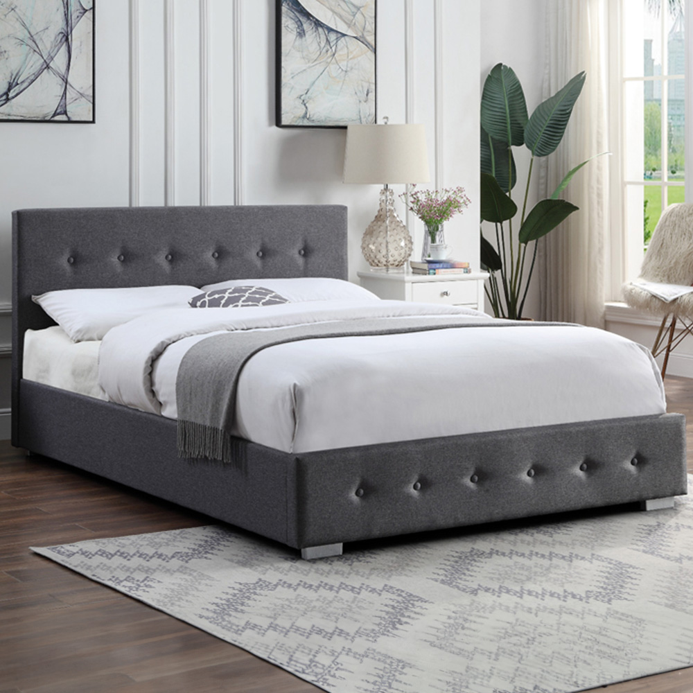 Home Treats King Size Dark Grey Ottoman Bed with Mattress Image 1