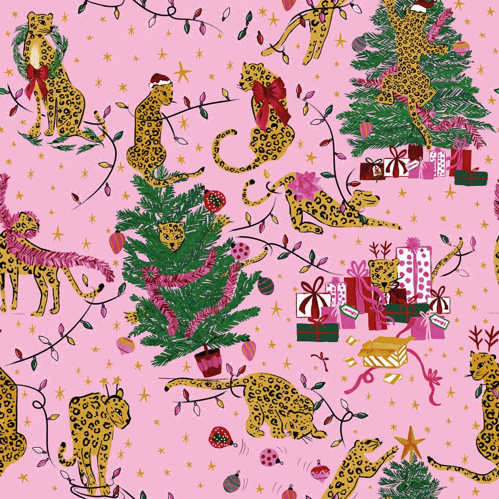 furn. Purrfect King Size Pink and Lilac Abstract Leopard Duvet Cover Set Image 7