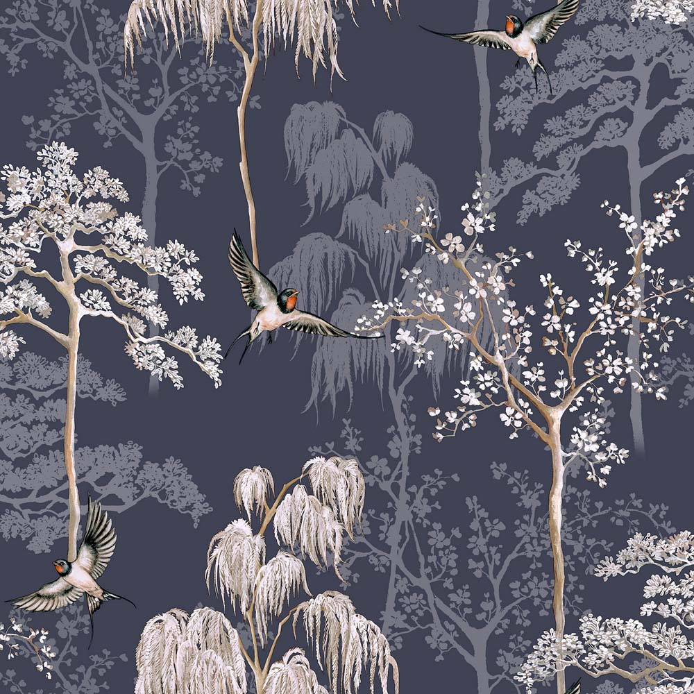 Arthouse Japanese Garden Navy Blue Wallpaper Image 1