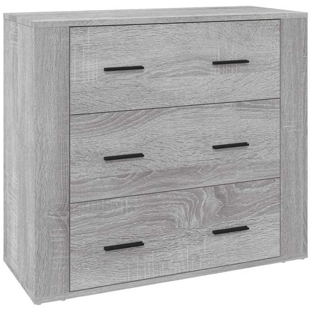 vidaXL 3 Drawer Grey Sonoma Sideboard Image 2