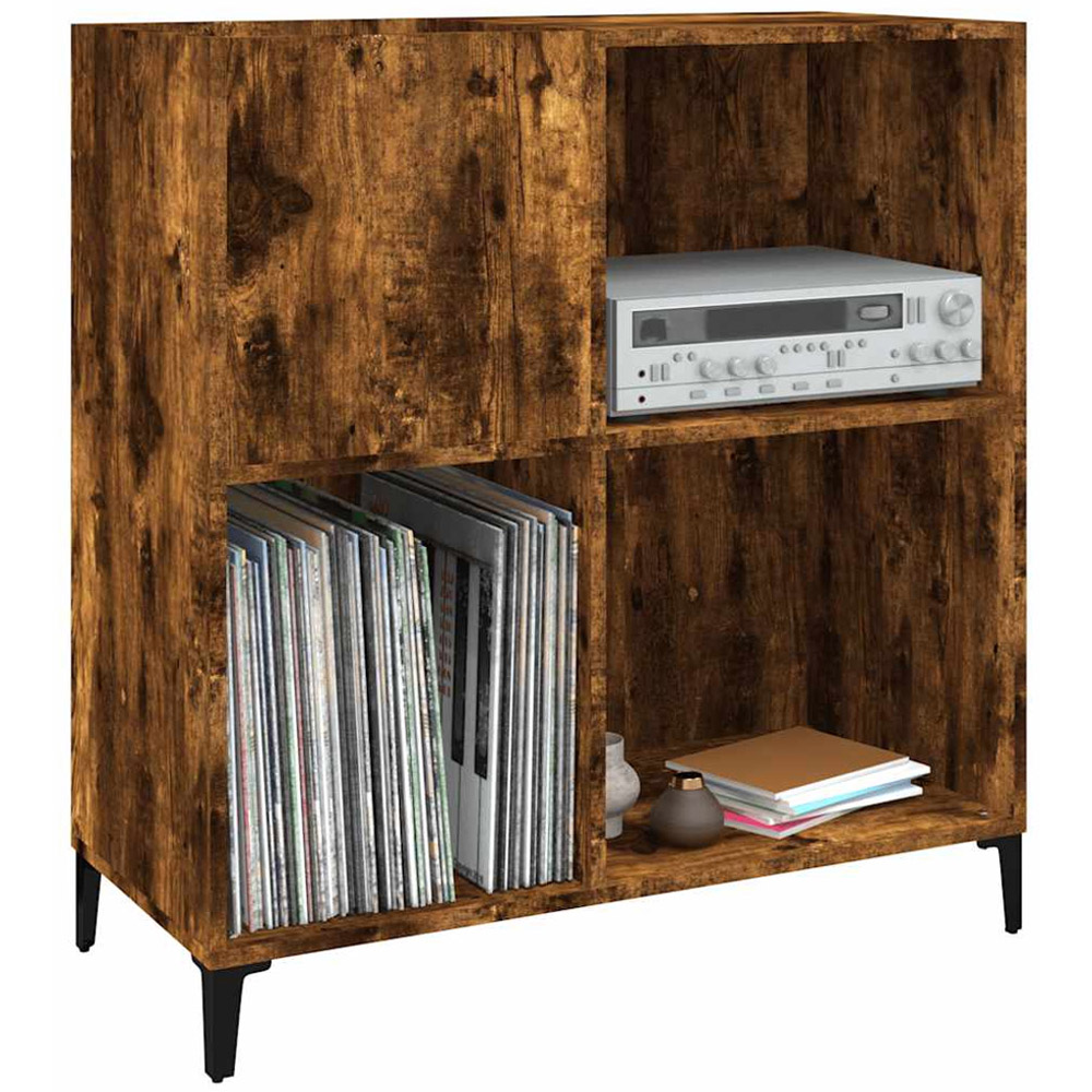 vidaXL 3 Shelf Smoked Oak Record Cabinet Image 3