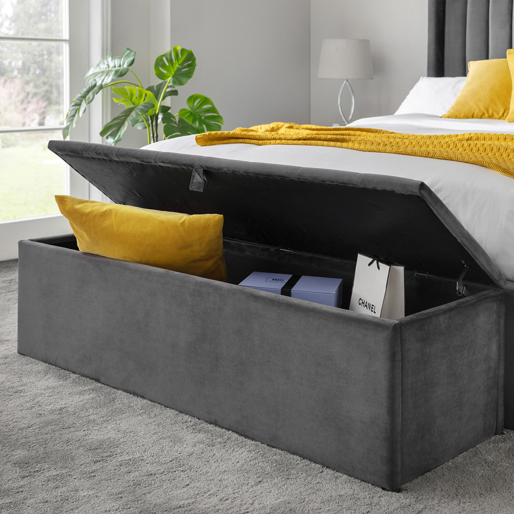 Julian Bowen Ravello Dark Grey Velvet Blanket Box Image 8