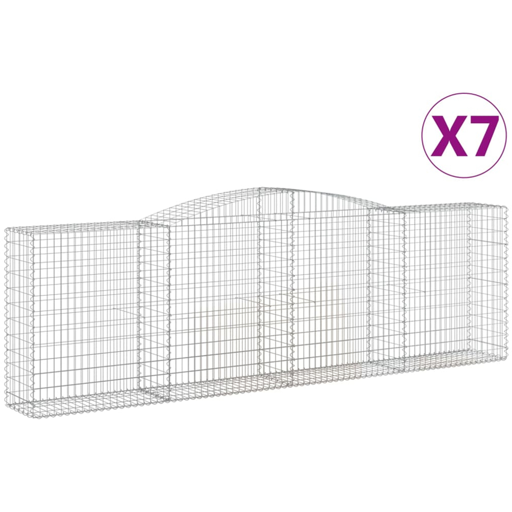 vidaXL Silver Galvanised Iron Arched Gabion Basket 400 x 50 x 120/140cm 7 Pack Image 4