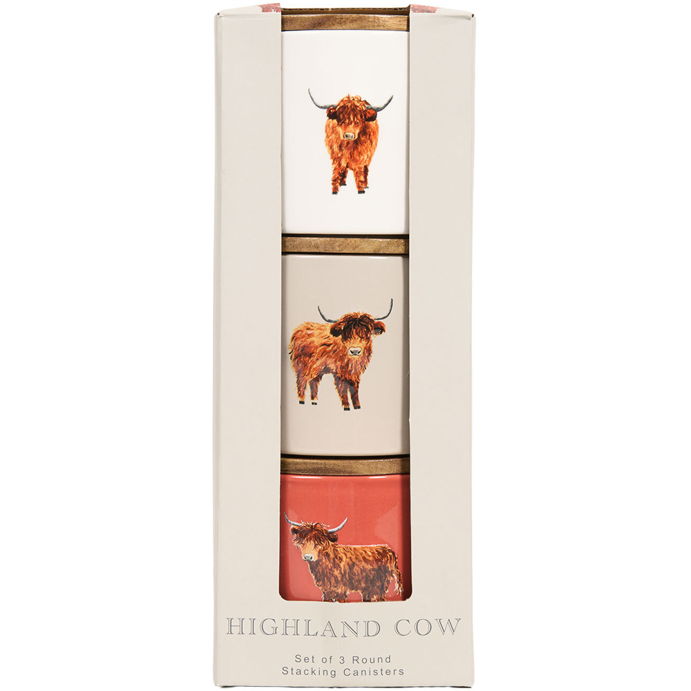 Set of 3 Highland Cow Stacking Canisters Image 3