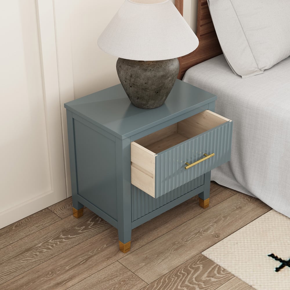 Biasi 2 Drawers Grey Bedside Table Image 8
