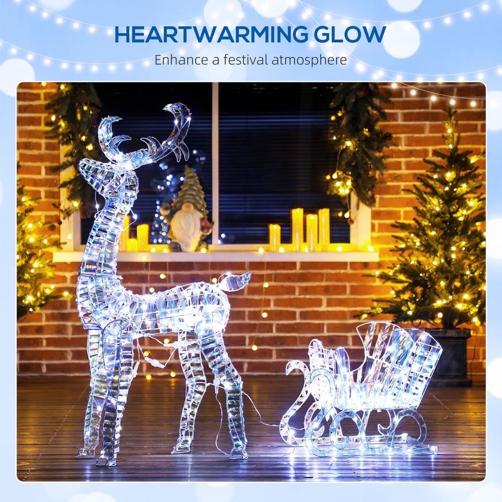 Everglow 170 Warm White LED Reindeer with Sleigh Christmas Decoration Image 7