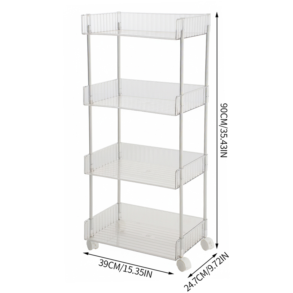 Living and Home 4 Shelf Clear Rolling Storage Cart Image 8