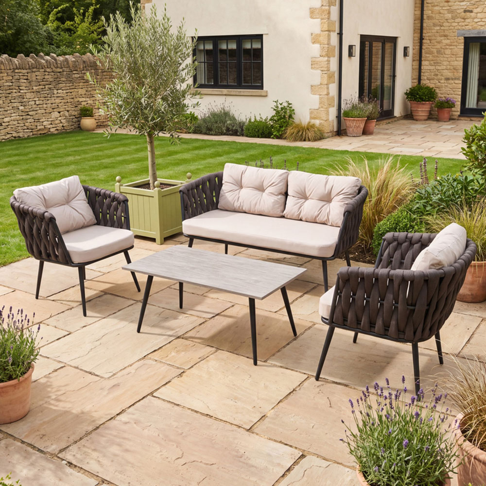 Artemis Home Hartley 4 Seater Grey Garden Lounge Set with Coffee Table Image 1