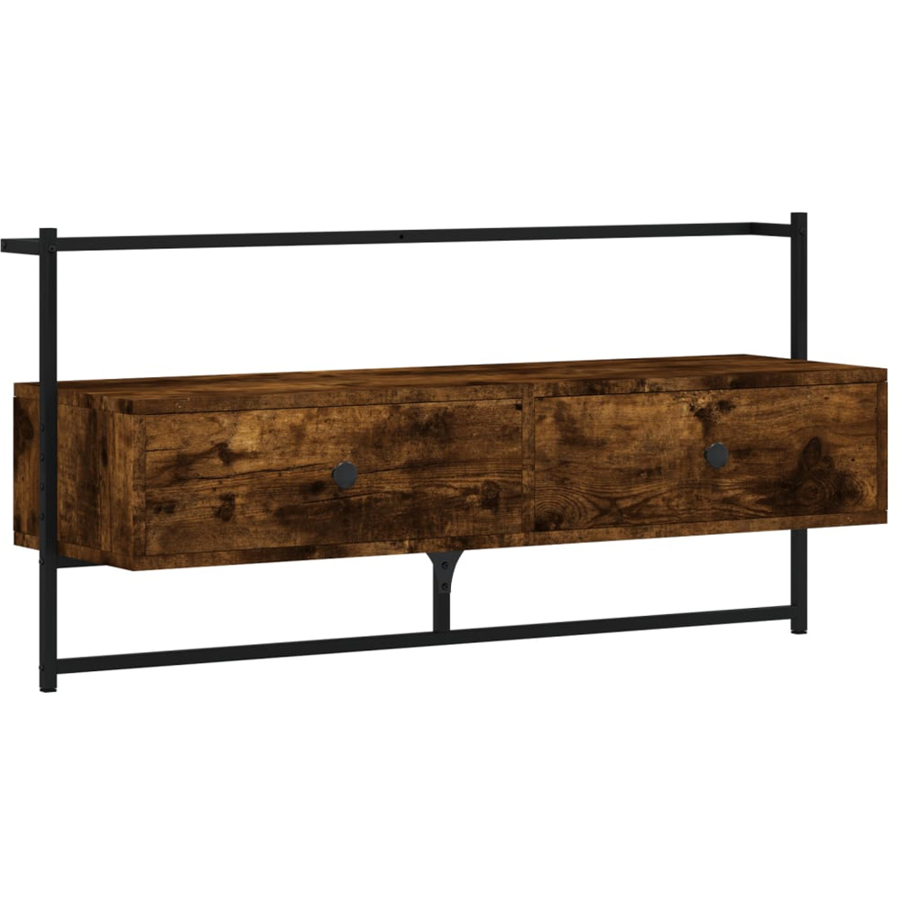 vidaXL 2 Drawer Smoked Oak and Black TV Cabinet Image 2