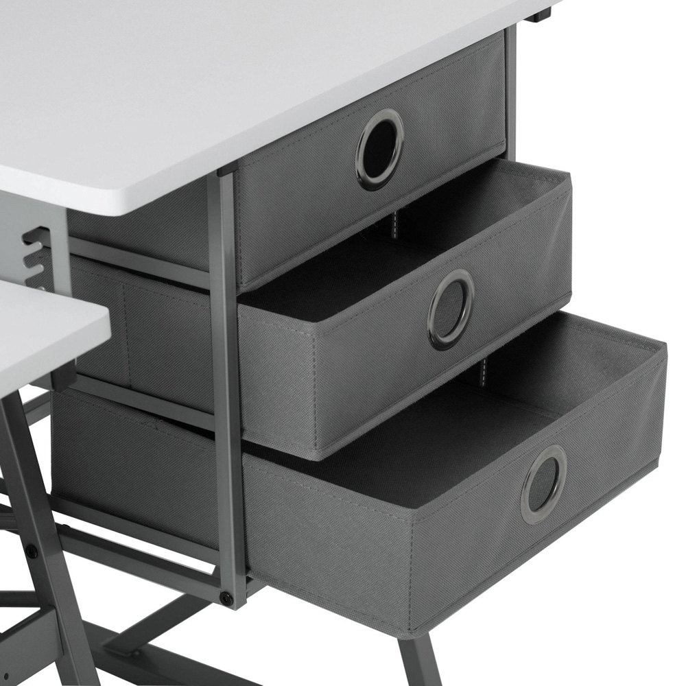 Sewing Online Eclipse 13376 3 Drawer Single Shelf Grey White Ultra Sewing Machine and Hobby Table Image 8