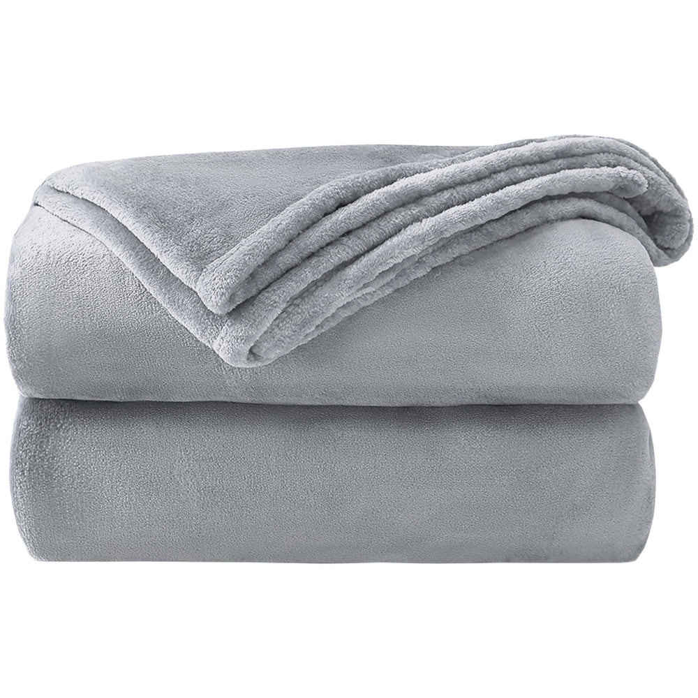 Velosso Silver Flannel Faux Mink Throw 150 x 200cm Image 1