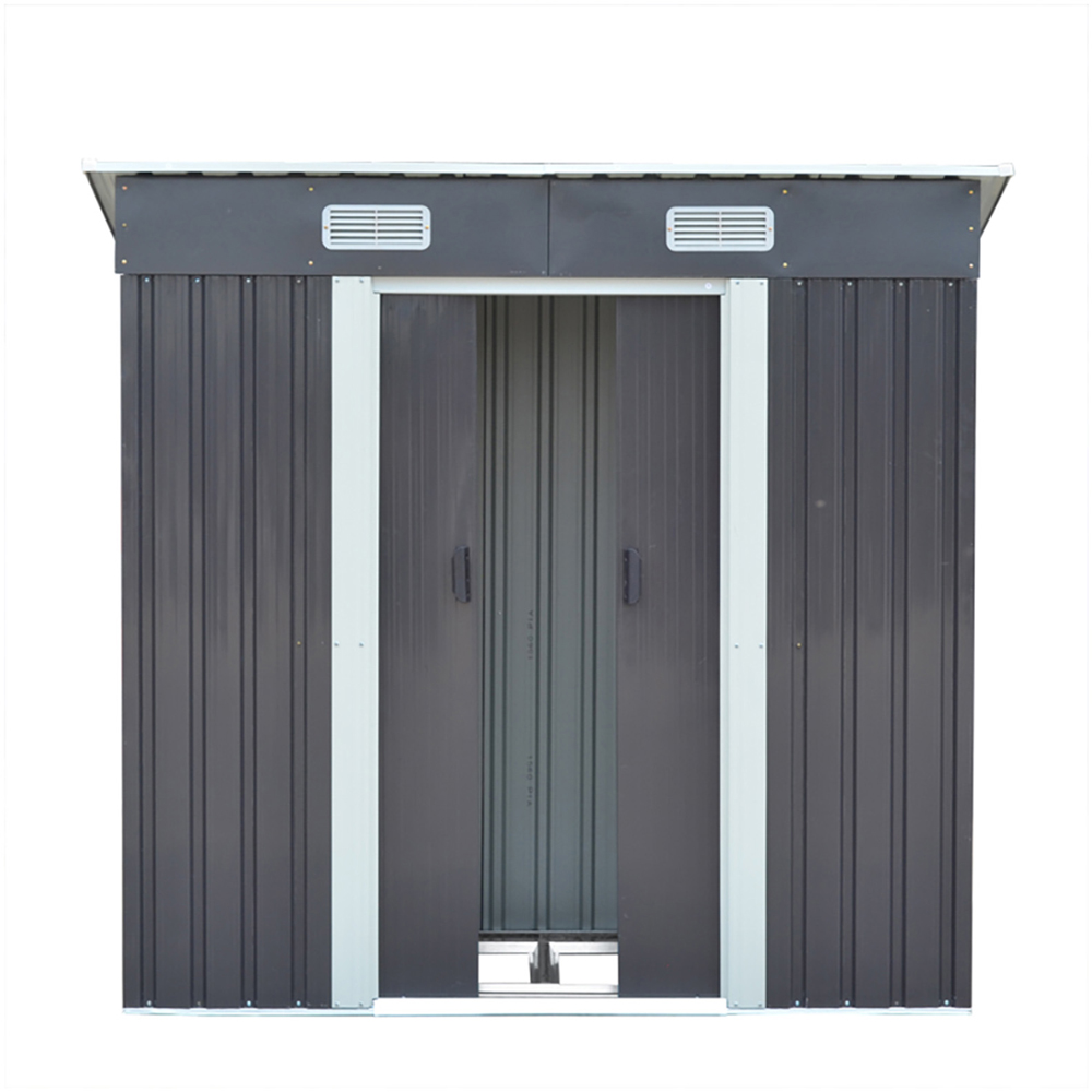 Living and Home 4 x 6ft Charcoal Black Metal Pent Garden Storage Shed Image 3