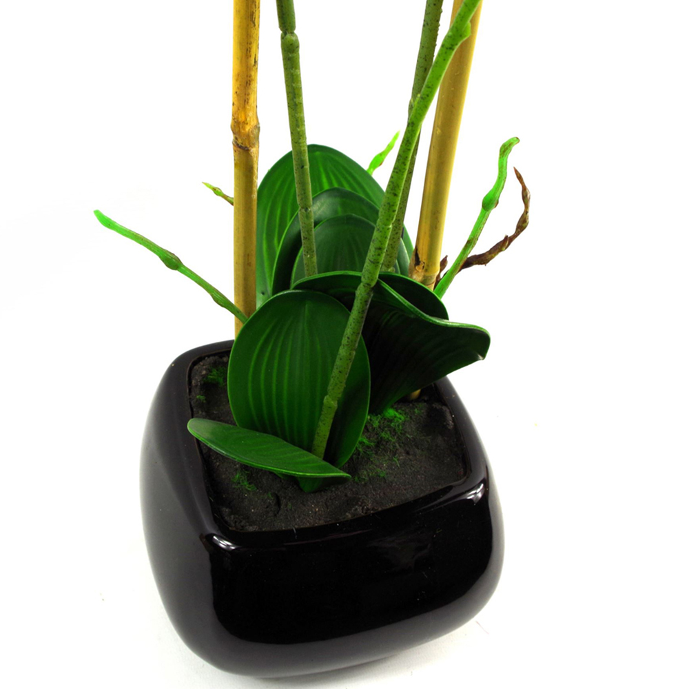 Leaf Artificial Pink Orchid Plant in Black Ceramic Planter 70cm Image 3