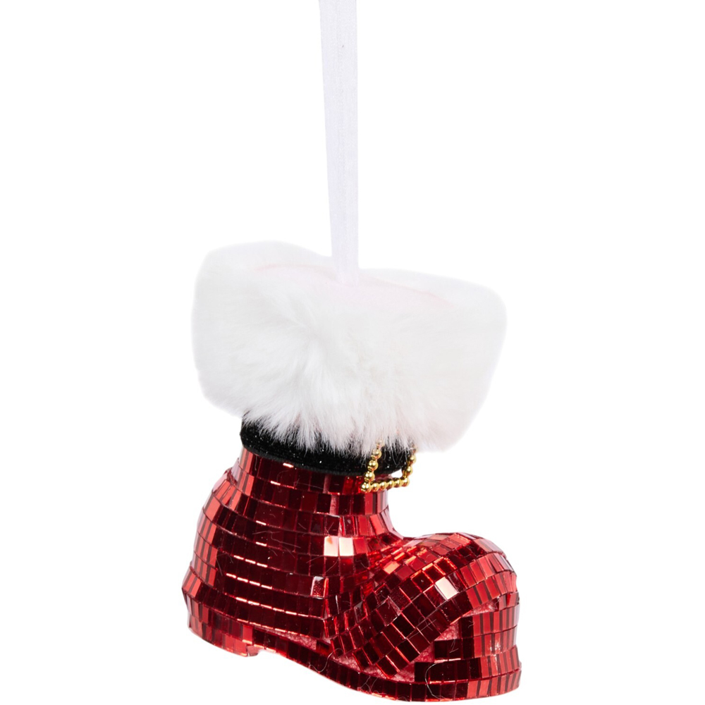 Set of 3 Disco Santa Boots Red Image 2