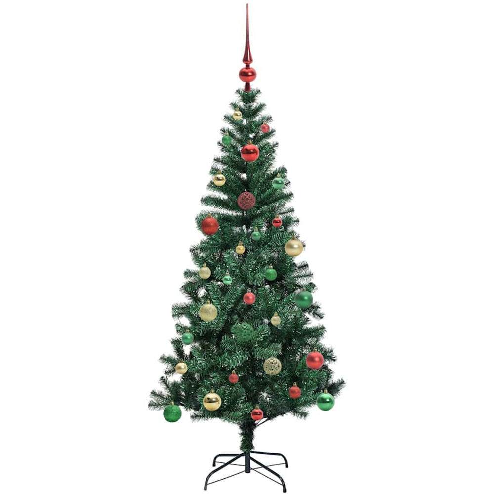 vidaXL Pre-Lit Multicolour Baubles Green Artificial Christmas Tree 5ft Image 4