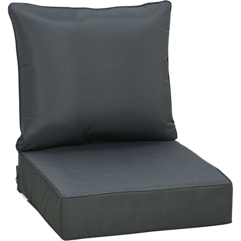 Outsunny Black Seat and Back Garden Chair Cushion Set Image 1