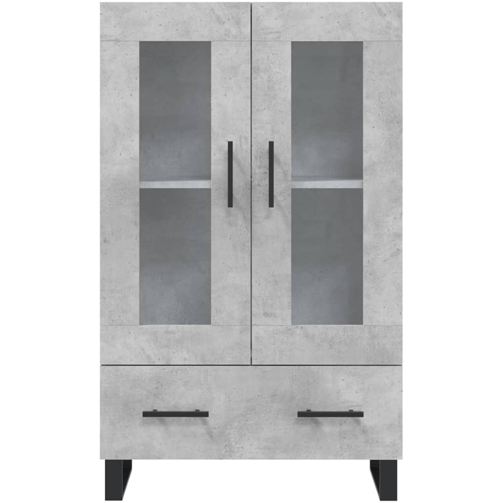 vidaXL 2 Glass Door Single Drawer Concrete Grey Highboard Image 6