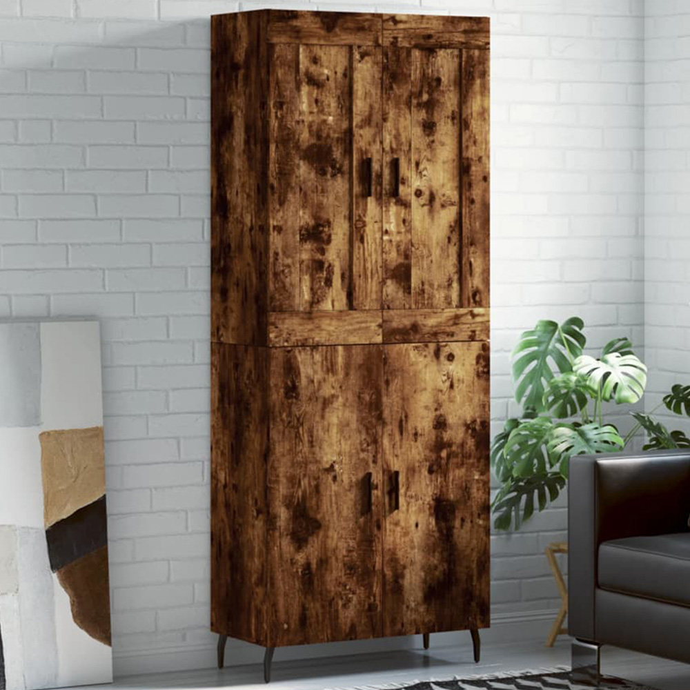 vidaXL 4 Door Smoked Oak Highboard Image 1