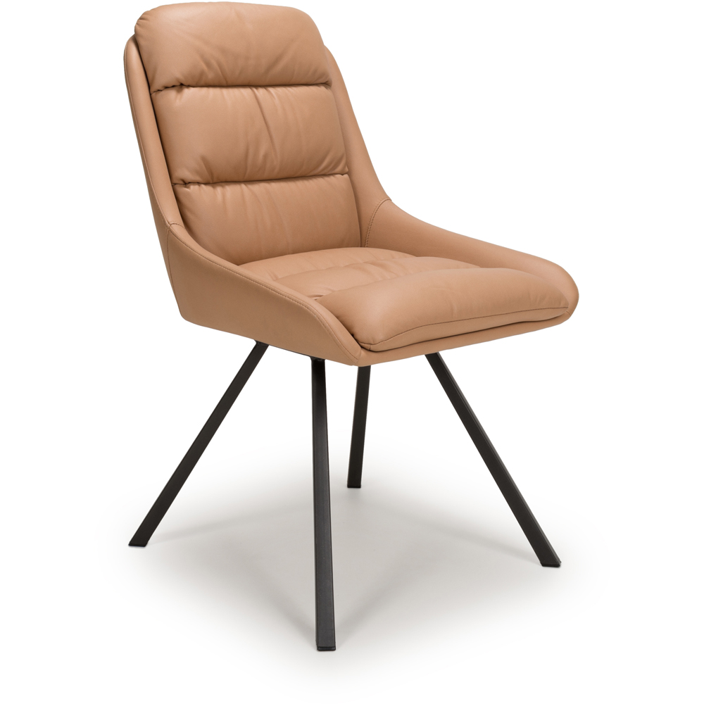 Arnhem Set of 2 Tan Leather Effect Swivel Dining Chair Image 2