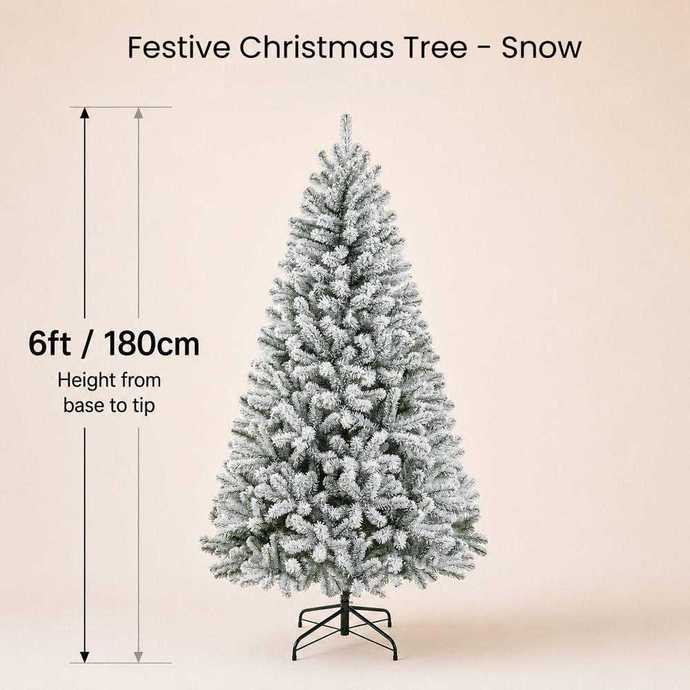 Festive Christmas Snow Covered Fir Artificial Christmas Tree 6ft Image 7