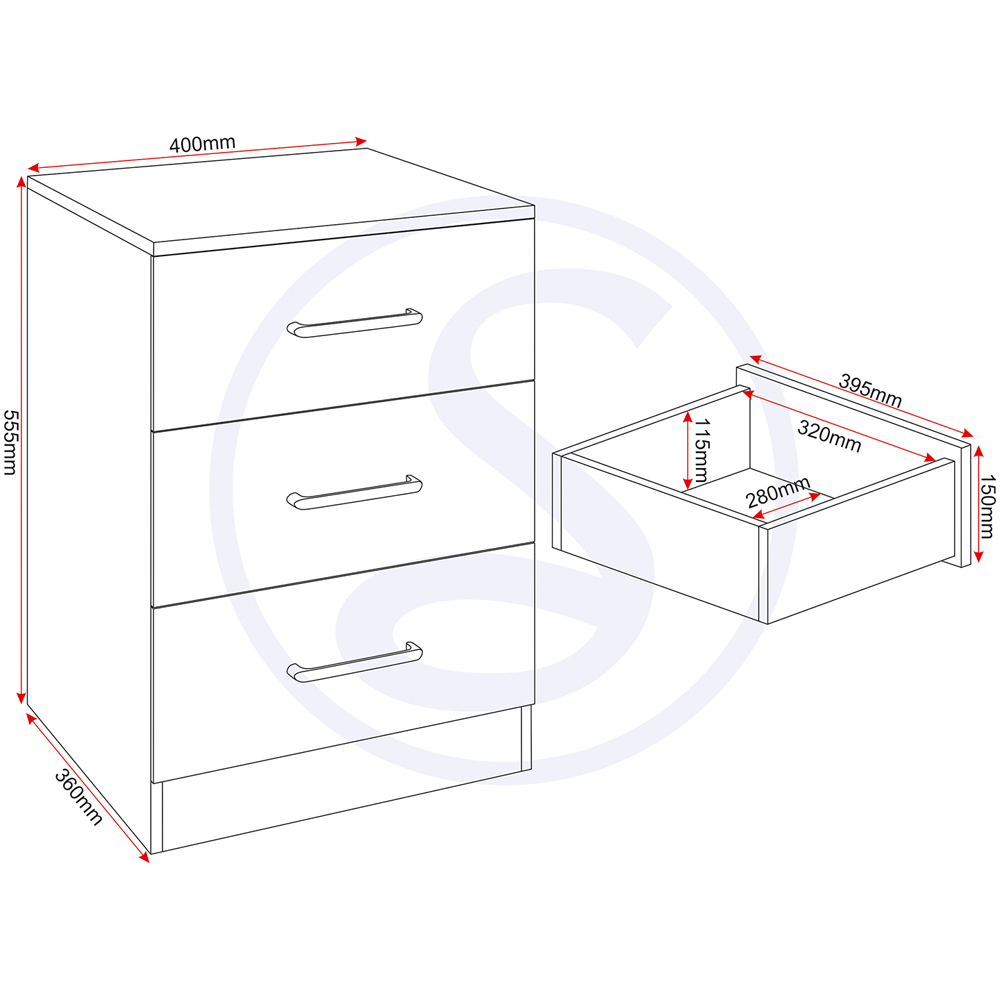 Seconique Dakota 3 Door Wardrobe Dark Grey Bedroom Furniture Set Image 9