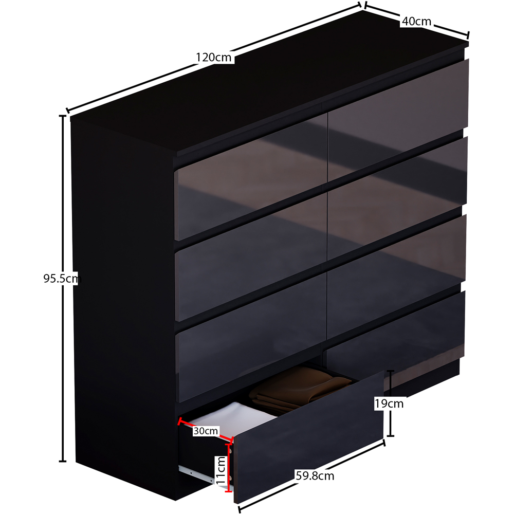 VIDA DESIGNS Glinton 8 Drawer Black Chest of Drawers Image 9