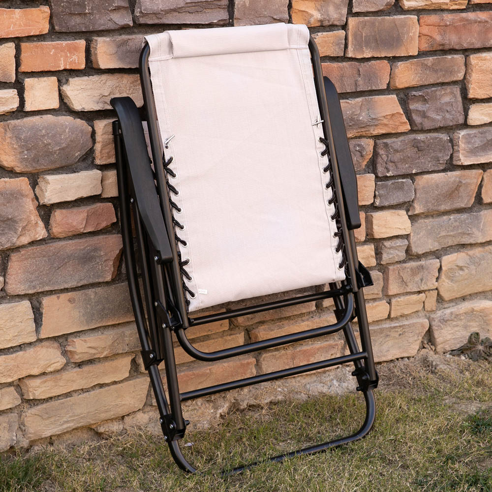 Outsunny Beige Zero Gravity Folding Rocking Chair Image 3