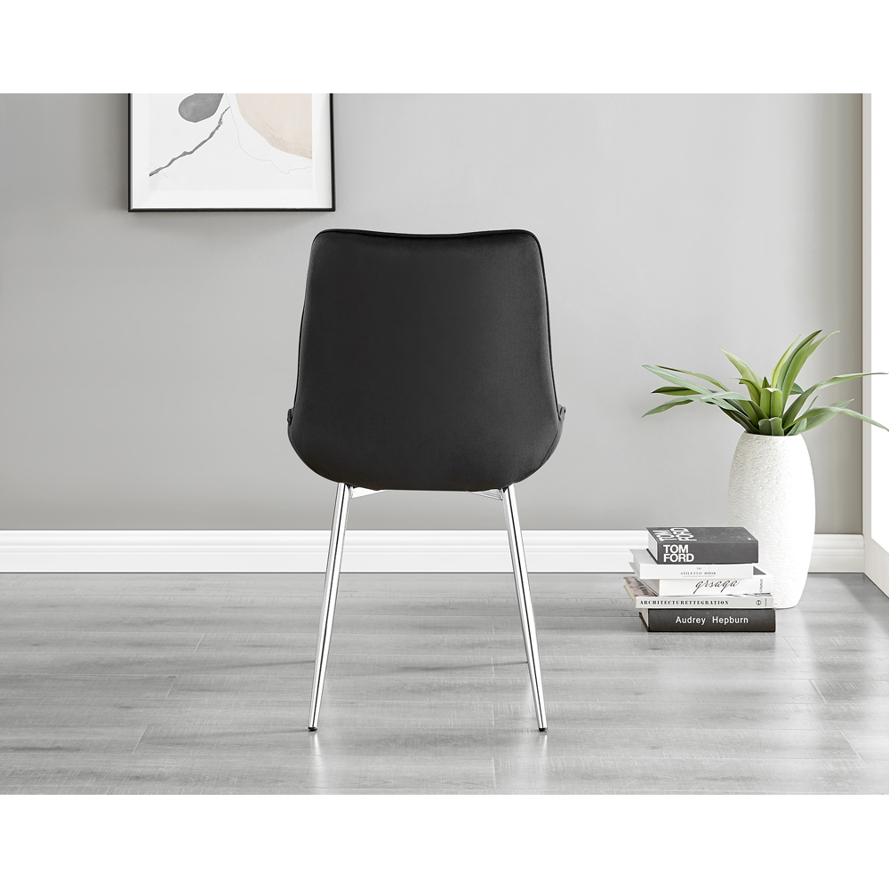 Furniturebox Cesano Set of 2 Black and Chrome Velvet Dining Chair Image 4
