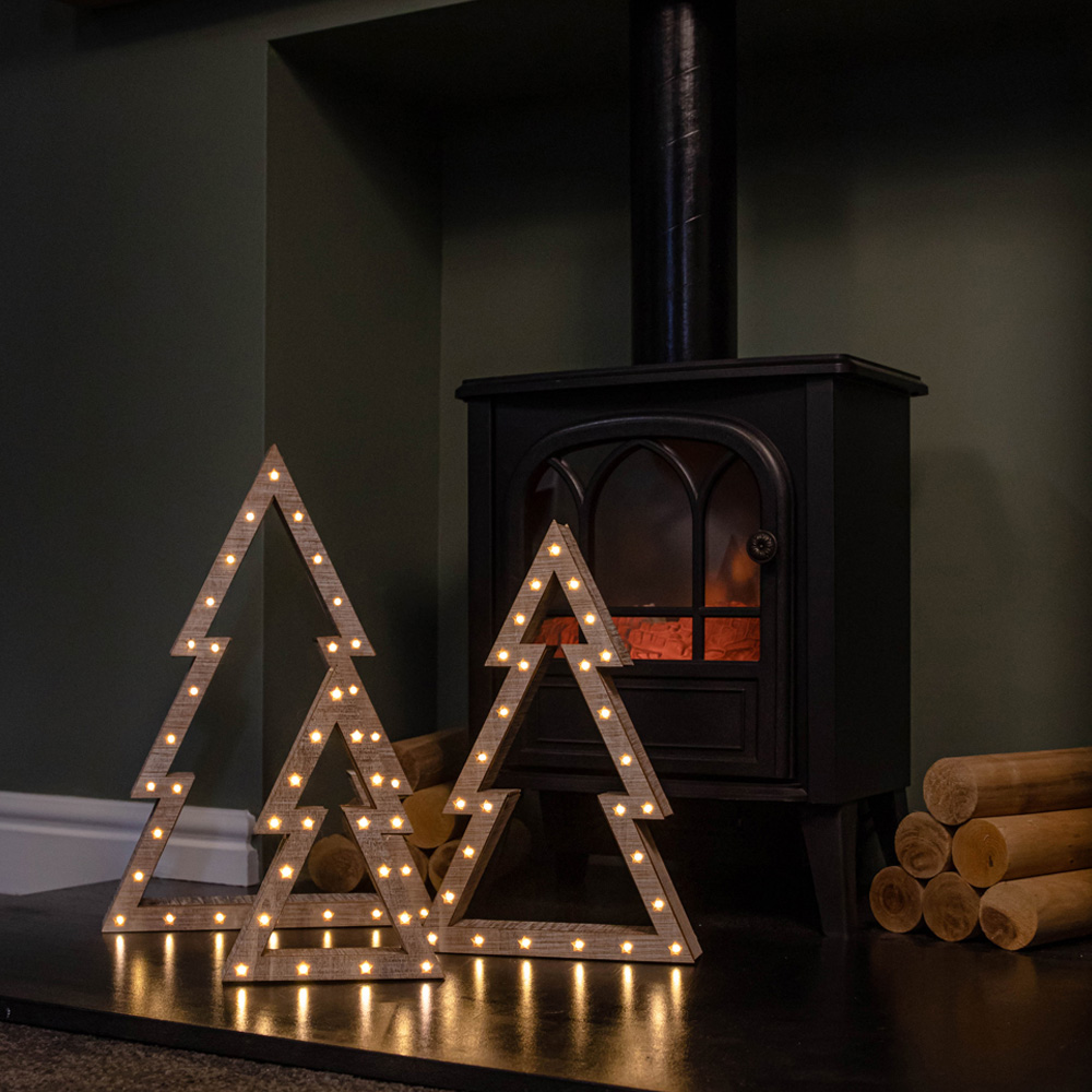 Samuel Alexander Light Up Wooden Christmas Tree 3 Piece Image 7