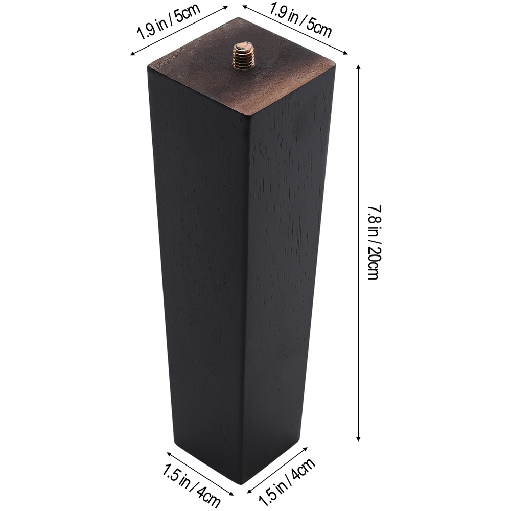 Living and Home Black Square Solid Oak Wood Furniture Leg 20cm 4 Pack Image 9