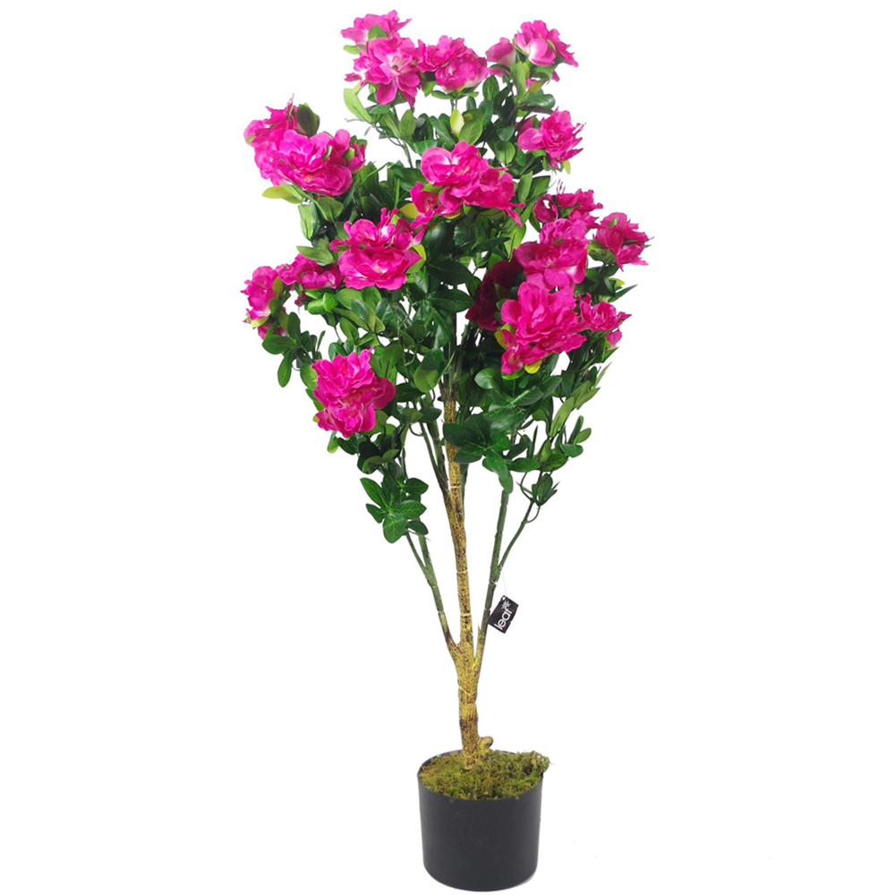 Leaf Artificial Azalea Pink Blossom Tree Pot 100cm Image 1