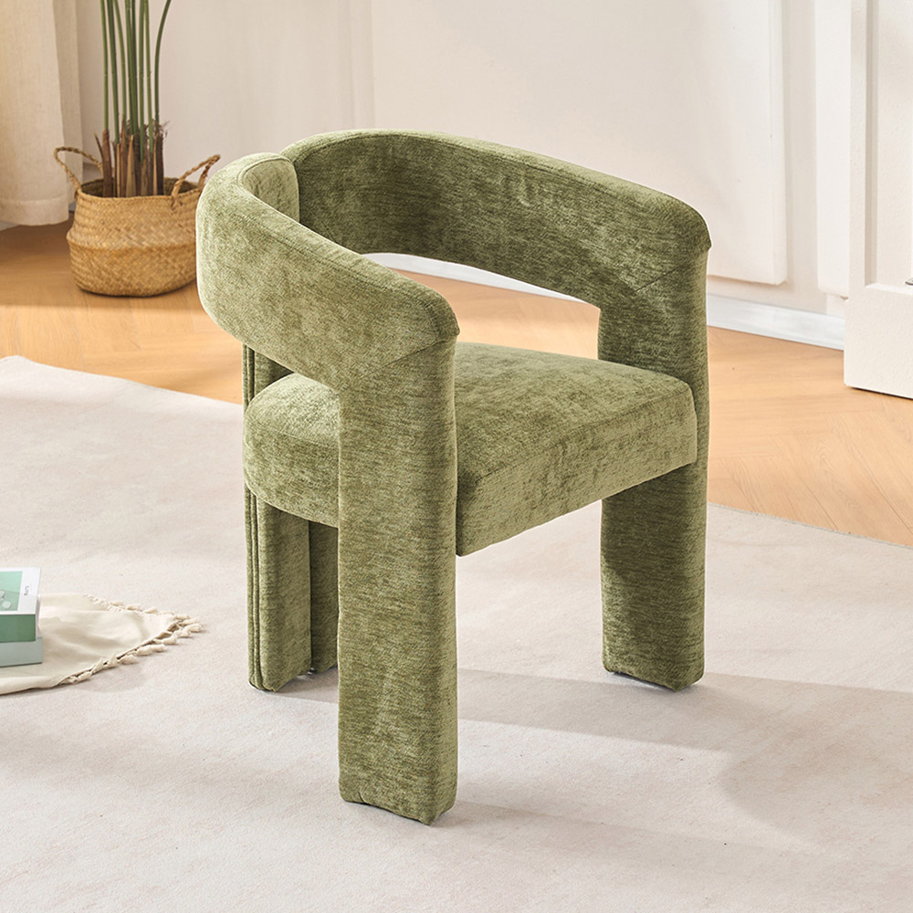 Living and Home Green Chenille Upholstered Accent Chair Image 7