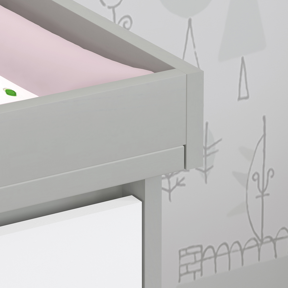 Kudl 3 Drawer White and Grey Baby Changing Table Image 6