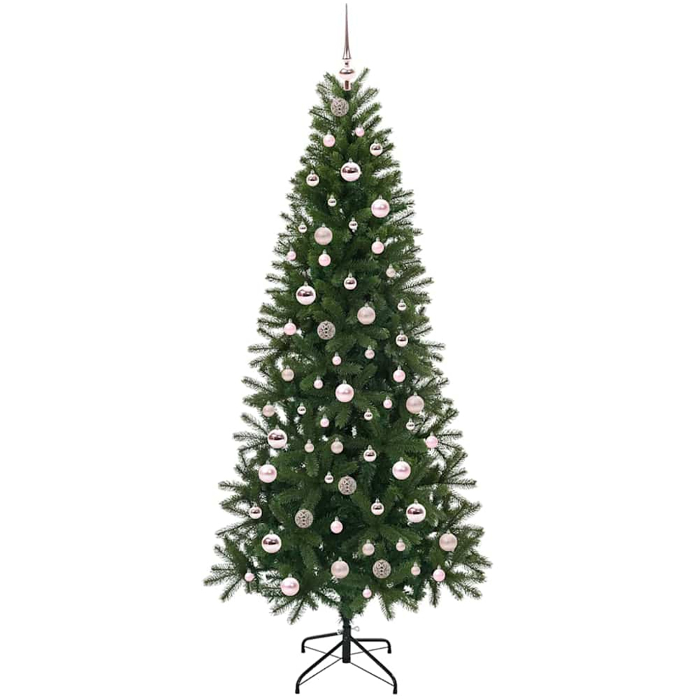 vidaXL Pre-Lit Pink Baubles Green Artificial Christmas Tree 7ft Image 4