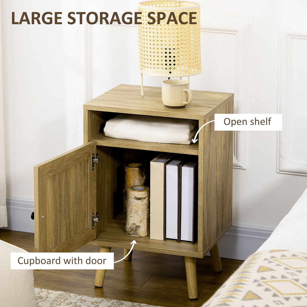 Portland Single Door Single Shelf Natural Rattan Bedside Table Image 7