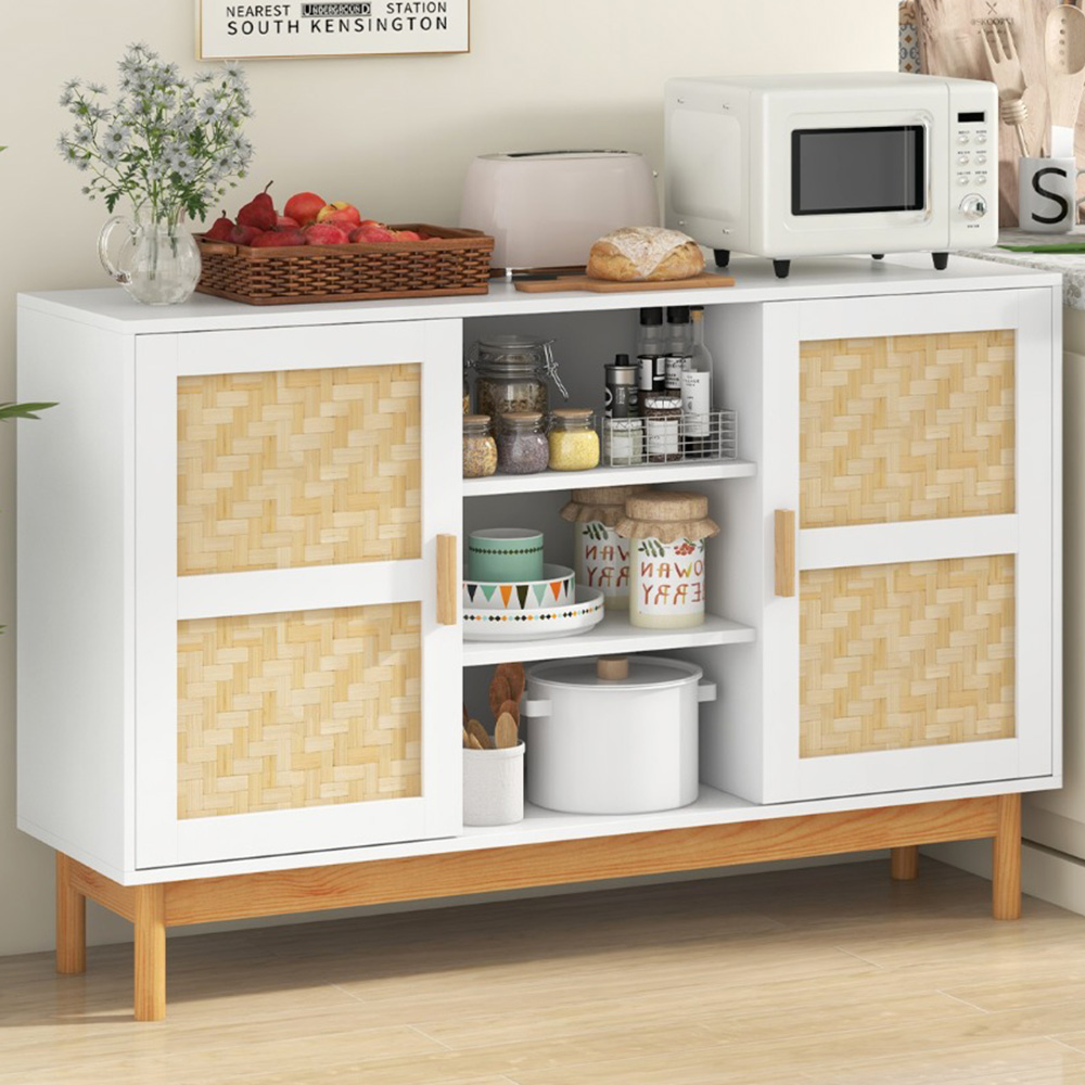 Costway 2 Door 3 Shelf White Sideboard Image 1