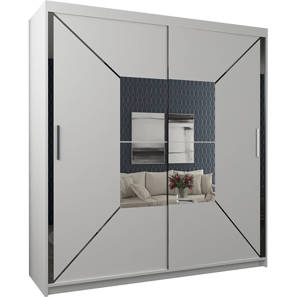 Sliding Wardrobes 4U Nicole 2 Door White Mirror Wardrobe Image 2