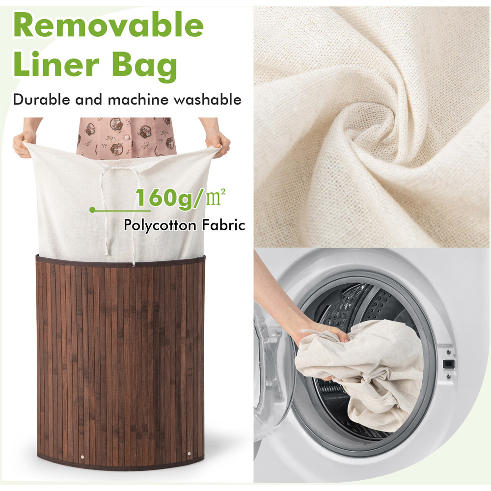 Costway Coffee Laundry Hamper with Lid Image 7