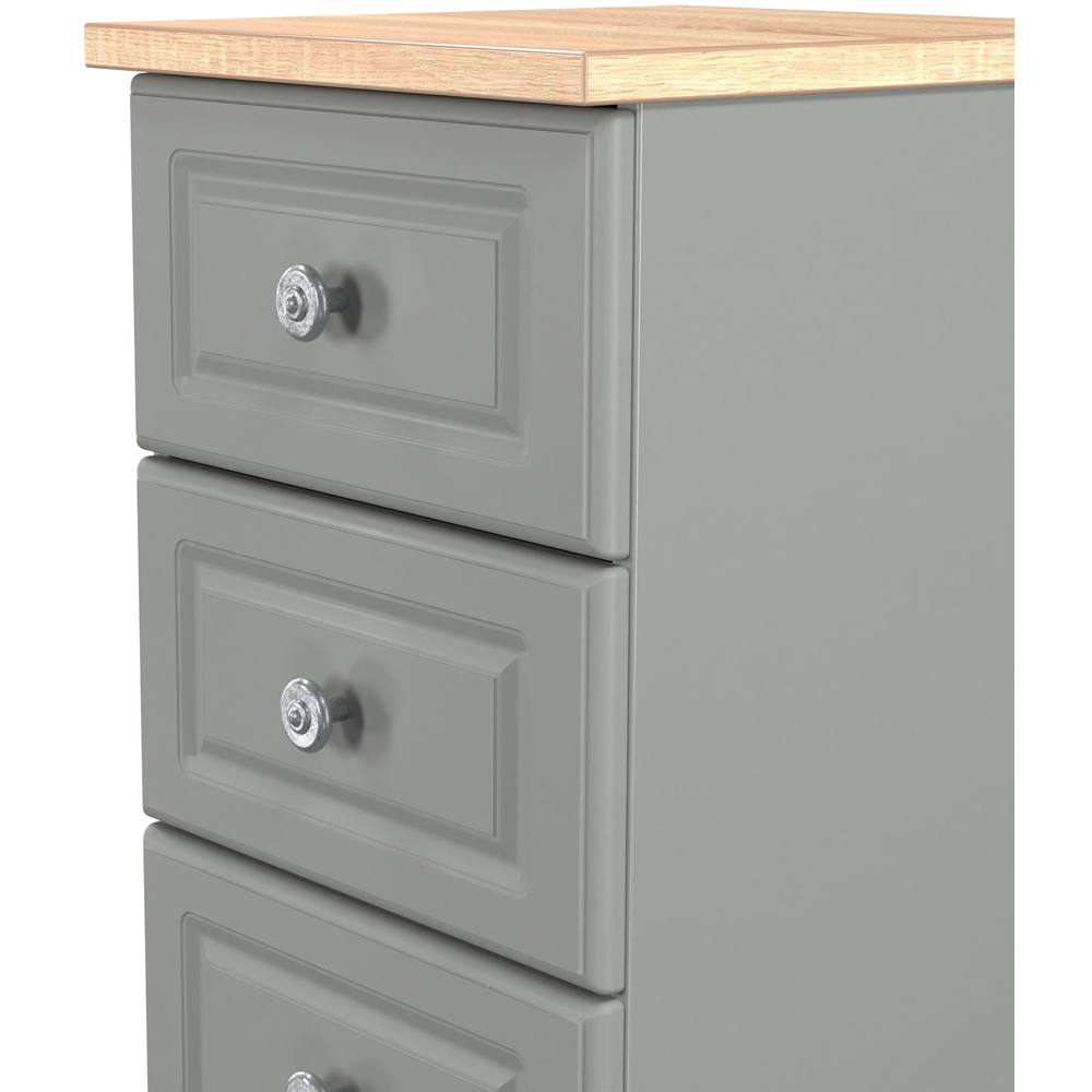 Crowndale Norfolk 5 Drawer Dusk Grey and Bardolino Oak Tall Bedside Cabinet Ready Assembled Image 5