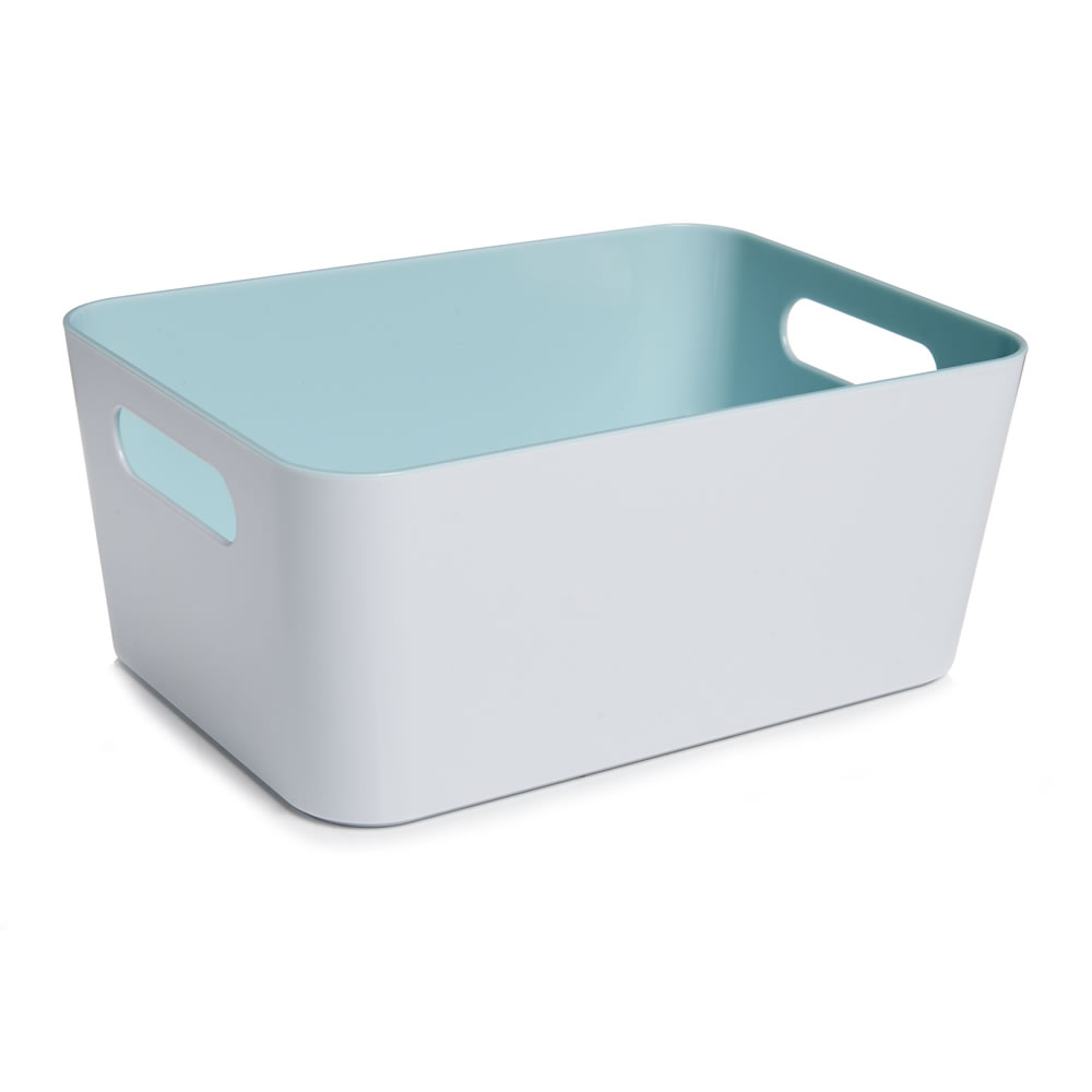 Wilko Bathroom Caddy Aqua and White Wilko