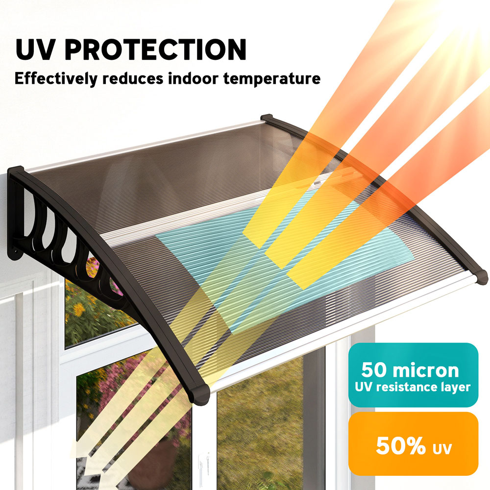 Outsunny Brown Window and Door Canopy Awning 1.03 x 0.965m Image 6
