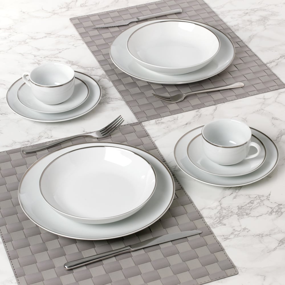 Waterside Platinum Band Porcelain 30 Piece Dinner Set Image 2