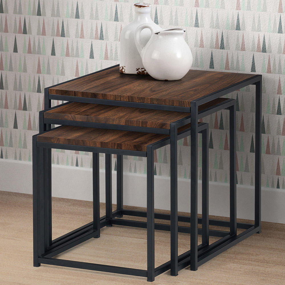 Julian Bowen Tribeca Walnut Nest of Tables Set of 3 Image 1