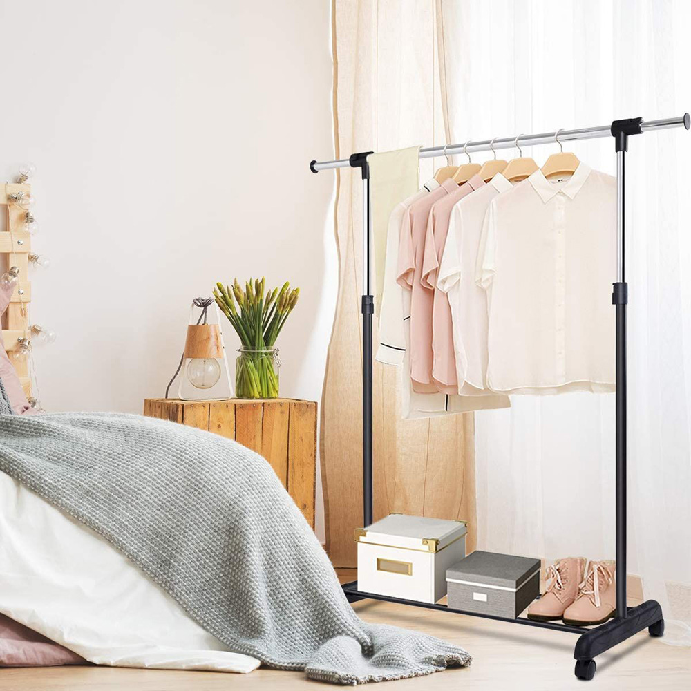 Costway Single Rail Adjustable Garment Rack with Wheels Image 3