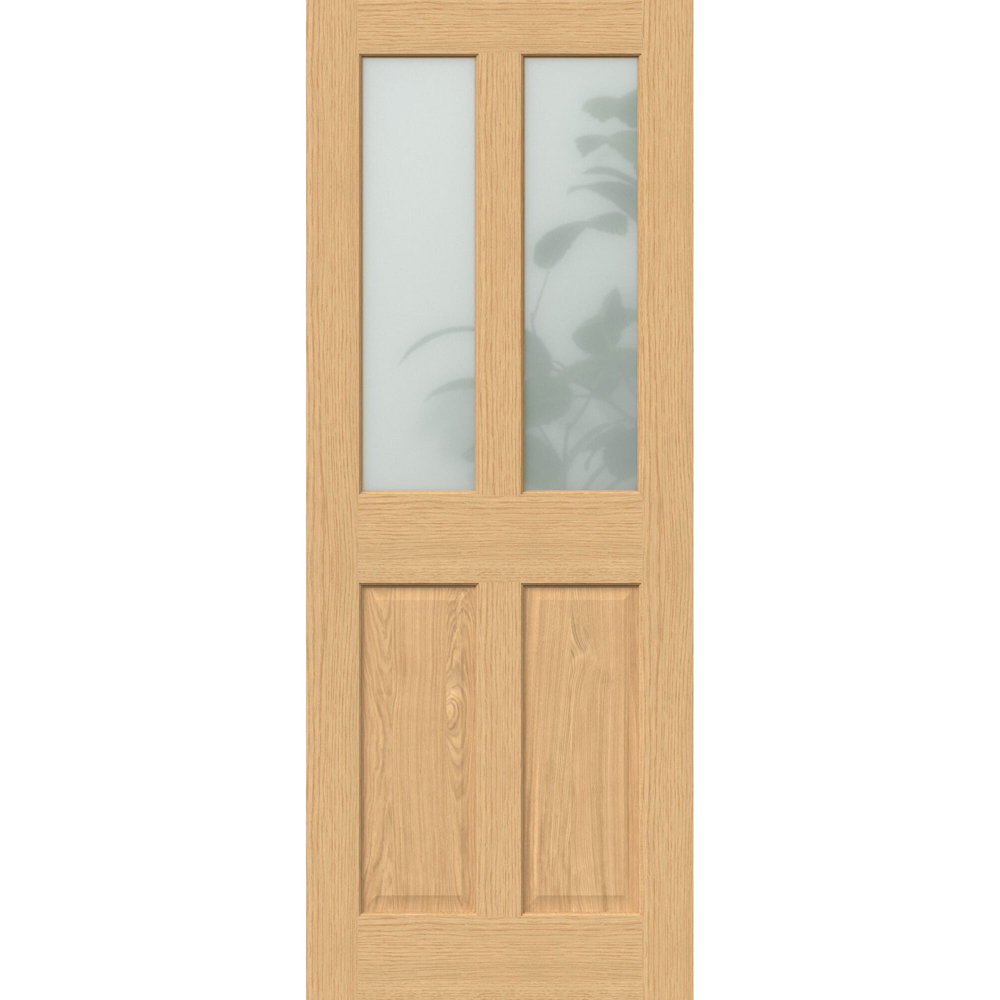 Green & Taylor Traditional Oak 2 Lite Frosted Glazed Prefinished Internal Door 1981 x 762mm Image